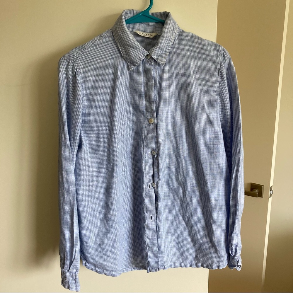 Long sleeve blue checked shirt